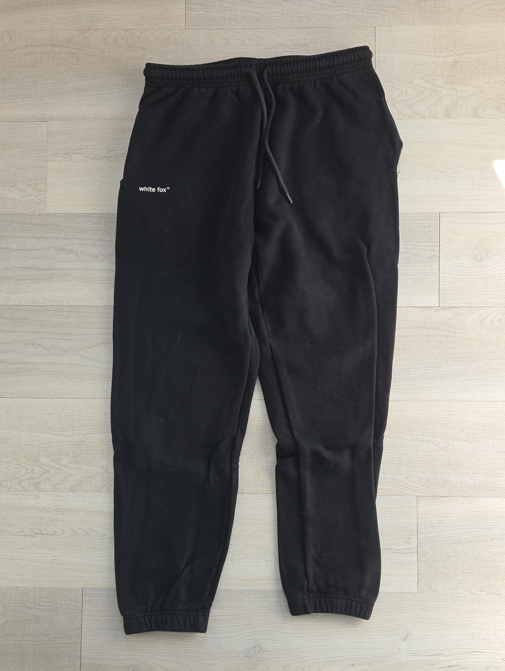 White Fox Jogger Track Pants, Black - Size M